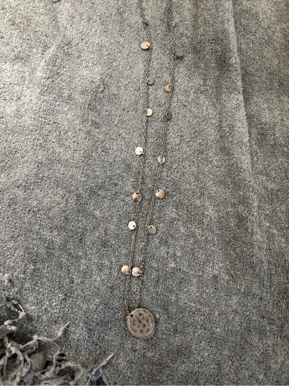 aerie Silver Double-Layer Disc Pendant Necklace